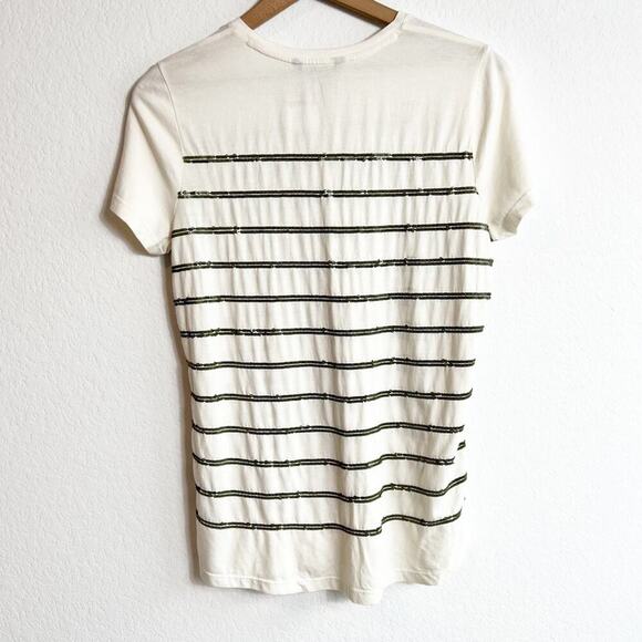 LAUREN RALPH LAUREN CREAM GREEN SEQUIN WOMEN SHORT SLEEVE TOP BRAND NEW - Picture 4 of 6